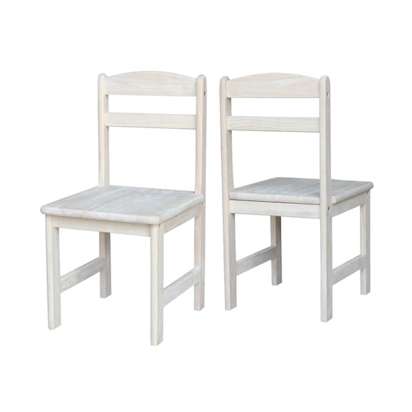 International Concepts Rectangle Set of 2 Juvenile Chairs, 13.75 in W, 15 in L, 27.5 in H, Wood, Unfinished CC-27P - main